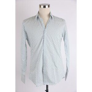 $595 Fendi Button-Up Long Sleeve Shirt SZ 16/41 White/Printed NEW